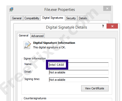 Screenshot of the Intel CASE certificate